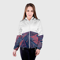 Куртка с капюшоном женская Абстрактные Многоугольные Кристальные Горы, цвет: 3D-белый — фото 2