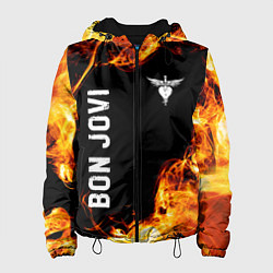 Куртка с капюшоном женская Bon Jovi и Пылающий Огонь, цвет: 3D-черный