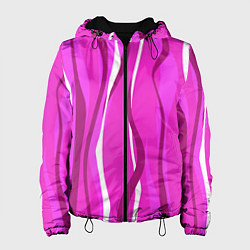 Куртка с капюшоном женская Розовые полосы, цвет: 3D-черный