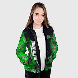 Куртка с капюшоном женская Pubg - зелёное пламя, цвет: 3D-черный — фото 2