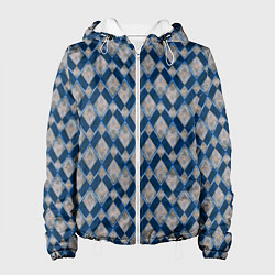 Женская куртка Синие, бежевые ромбы