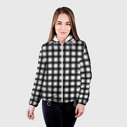 Куртка с капюшоном женская Black and white trendy checkered pattern, цвет: 3D-белый — фото 2