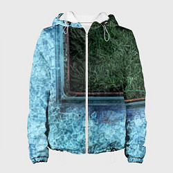 Женская куртка Абстрактные лёд и трава - Синезелёный