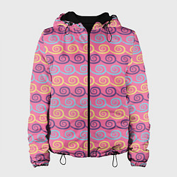 Куртка с капюшоном женская Волны - узоры класические, цвет: 3D-черный