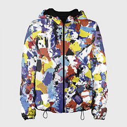 Куртка с капюшоном женская Смелые мазки яркой краски на холсте, цвет: 3D-черный