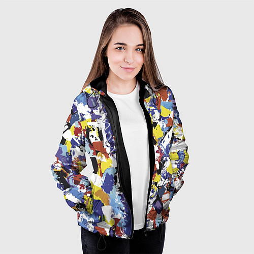 Женская куртка Смелые мазки яркой краски на холсте / 3D-Черный – фото 3