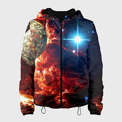 Куртка с капюшоном женская Яркая звезда в космическом пространстве, цвет: 3D-черный
