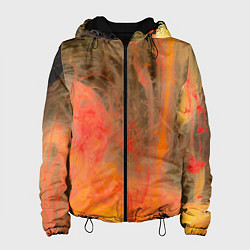 Куртка с капюшоном женская Абстрактное множество красок - Оранжевый, цвет: 3D-черный