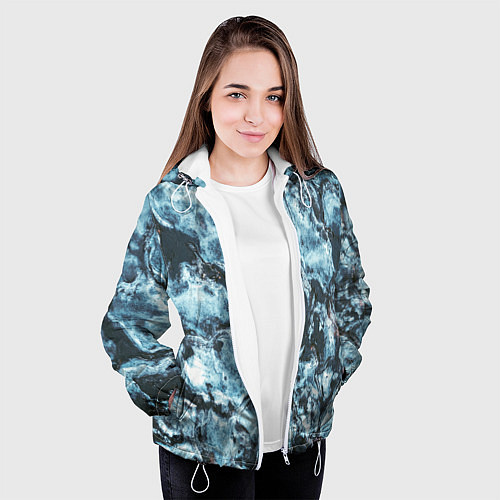 Женская куртка Холодная ледяная броня - Синий / 3D-Белый – фото 3