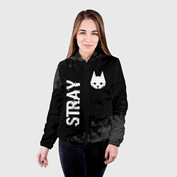 Куртка с капюшоном женская Stray Glitch на темном фоне, цвет: 3D-черный — фото 2