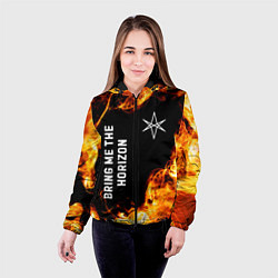Куртка с капюшоном женская Bring Me the Horizon и пылающий огонь, цвет: 3D-черный — фото 2