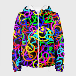 Куртка с капюшоном женская Неоновый беспорядок, цвет: 3D-белый