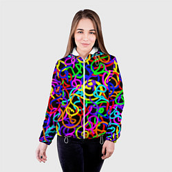 Куртка с капюшоном женская Неоновый беспорядок, цвет: 3D-белый — фото 2