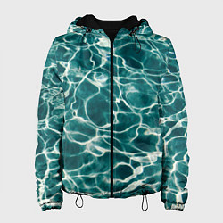 Куртка с капюшоном женская Абстрактные волны в воде - Тёмно-зелёный, цвет: 3D-черный