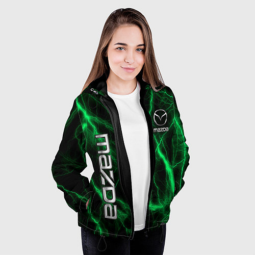 Женская куртка Mazda зеленые молнии / 3D-Черный – фото 3