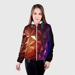 Куртка с капюшоном женская Абстрактная металлическая поверхность планеты, цвет: 3D-белый — фото 2