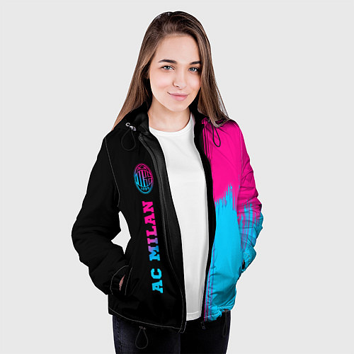 Женская куртка AC Milan - neon gradient: по-вертикали / 3D-Черный – фото 3