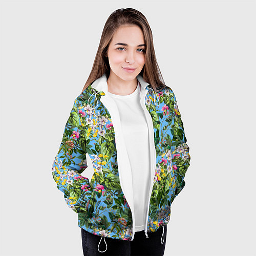 Женская куртка Милые Цветы / 3D-Белый – фото 3