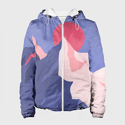 Куртка с капюшоном женская Пейзаж гор и леса в стиле ретро, цвет: 3D-белый