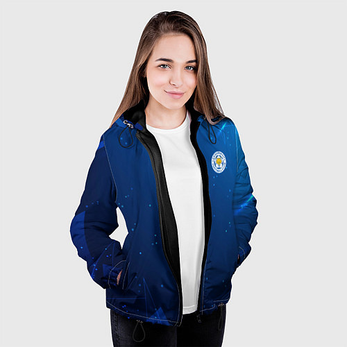 Женская куртка Сборная Уругвая синяя абстракция / 3D-Черный – фото 3