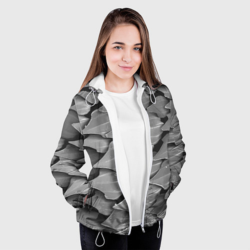 Женская куртка Кожа акулы - броня / 3D-Белый – фото 3
