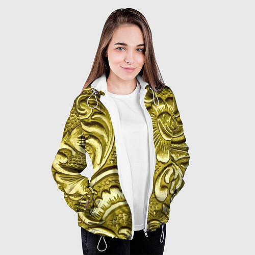 Женская куртка Золотой орнамент - чеканка / 3D-Белый – фото 3