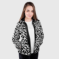 Куртка с капюшоном женская Паттерн из каракулей, цвет: 3D-черный — фото 2