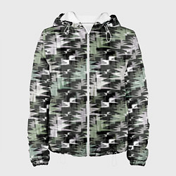Куртка с капюшоном женская Абстрактный камуфляжный темный, цвет: 3D-белый
