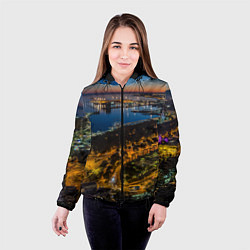 Куртка с капюшоном женская Ночной город с высоты, цвет: 3D-черный — фото 2