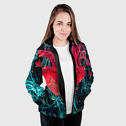 Куртка с капюшоном женская Абстрактный всплеск розовой и голубой красок, цвет: 3D-черный — фото 2