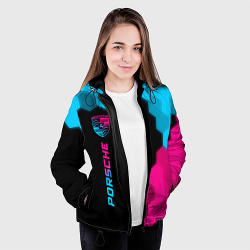 Женская куртка Porsche - neon gradient: по-вертикали / 3D-Черный – фото 3