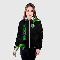 Куртка с капюшоном женская Skoda Sport Абстракция, цвет: 3D-белый — фото 2