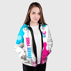 Куртка с капюшоном женская Free Fire neon gradient style: символ и надпись ве, цвет: 3D-черный — фото 2