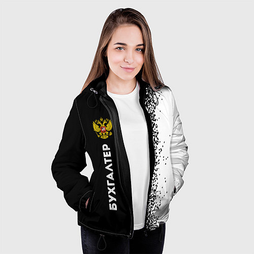 Женская куртка Бухгалтер из России и герб Российской Федерации: п / 3D-Черный – фото 3