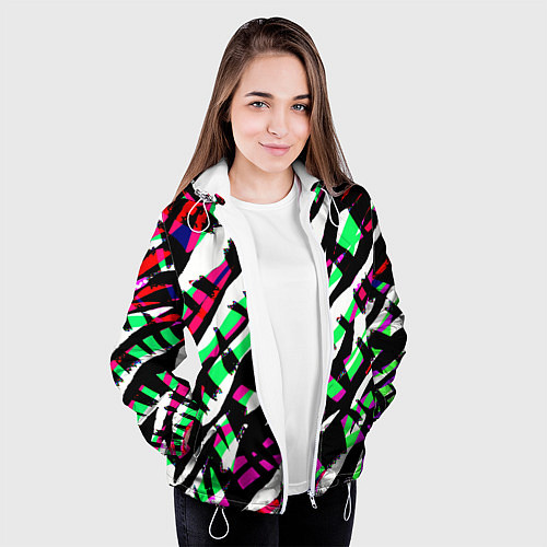 Женская куртка Разноцветная Зебра / 3D-Белый – фото 3