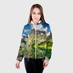 Куртка с капюшоном женская Живописное горное озеро, цвет: 3D-белый — фото 2