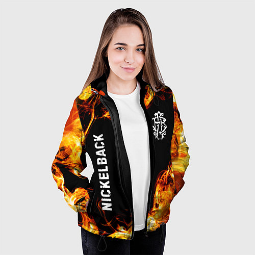 Женская куртка Nickelback и пылающий огонь / 3D-Черный – фото 3