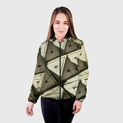Куртка с капюшоном женская 3D иллюзия-пирамиды, цвет: 3D-черный — фото 2