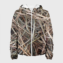 Куртка с капюшоном женская Обычная высохшая трава - авангард, цвет: 3D-белый