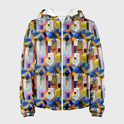 Куртка с капюшоном женская Цветная архитектура Пауль Клее, 1917, цвет: 3D-белый