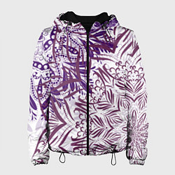 Куртка с капюшоном женская Фиолетовые мандалы, цвет: 3D-черный
