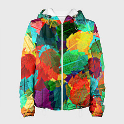 Куртка с капюшоном женская Colored leaves, цвет: 3D-белый