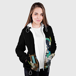 Куртка с капюшоном женская Венти : Анемо архонт - Геншин, цвет: 3D-белый — фото 2