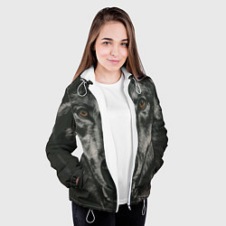 Куртка с капюшоном женская Крупная морда серого волка, цвет: 3D-белый — фото 2