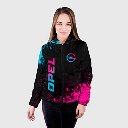 Куртка с капюшоном женская Opel - neon gradient: символ и надпись вертикально, цвет: 3D-черный — фото 2