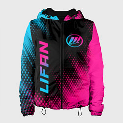 Куртка с капюшоном женская Lifan - neon gradient: надпись, символ, цвет: 3D-черный