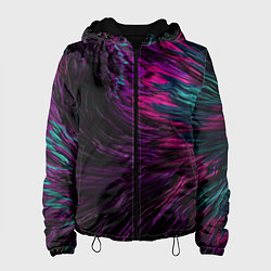 Куртка с капюшоном женская Разнообразные линии и мазки красок, цвет: 3D-черный