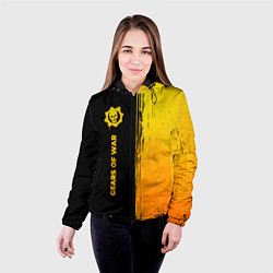 Куртка с капюшоном женская Gears of War - gold gradient: по-вертикали, цвет: 3D-черный — фото 2