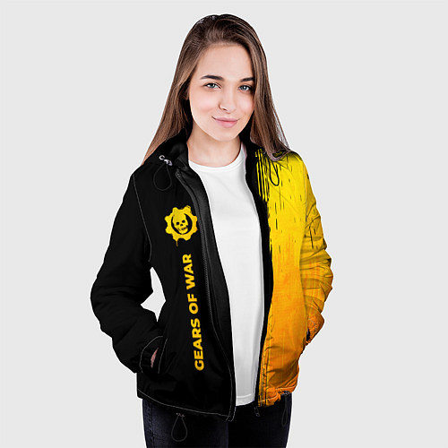 Женская куртка Gears of War - gold gradient: по-вертикали / 3D-Черный – фото 3