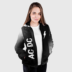 Куртка с капюшоном женская AC DC glitch на темном фоне: надпись, символ, цвет: 3D-черный — фото 2